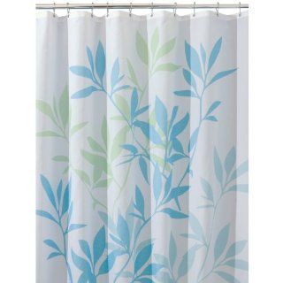 InterDesign Leaves Shower Curtain, Soft Blue and Green, 72 Inch by 72 Inch  