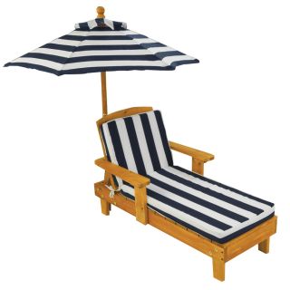 KidKraft Wood Patio Chaise Lounge with Striped Cushion
