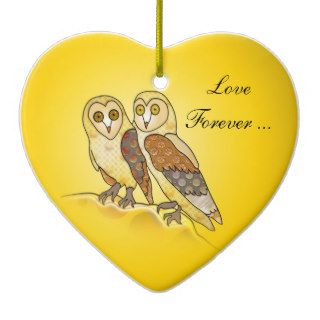 Cute Owl Love Birds Ornament