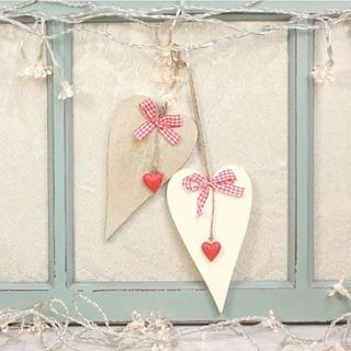 wooden hanging flat heart decoration by lisa angel homeware and gifts