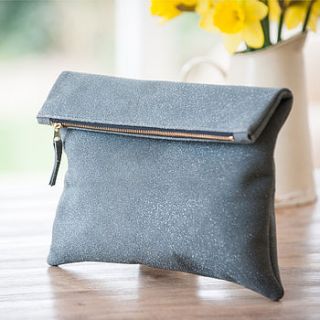 pewter fold over clutch bag by red ruby rouge