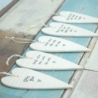 porcelain heart hanging decorations by the alphabet gift shop