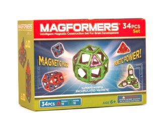 Magformers Magnetic Building Set, Green/Purple, 34 Piece Toys & Games