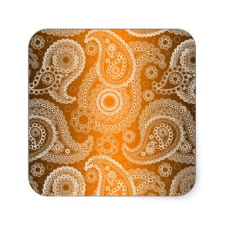 Orange Shimmer Satin White Lace Paisley Stickers