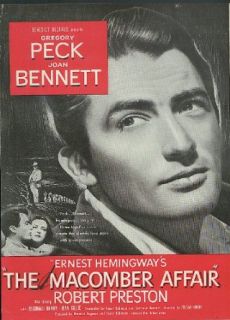 Gregory Peck Joan Bennett Ernest Hemingway's The Macomber Affair movie ad 1947 Entertainment Collectibles