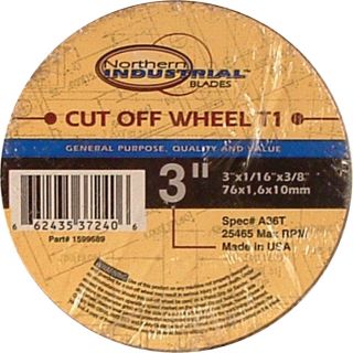  Cutoff Wheels — 10-Pk. 3in. Dia., 3/8in. Arbor, Model# 66243537240-6