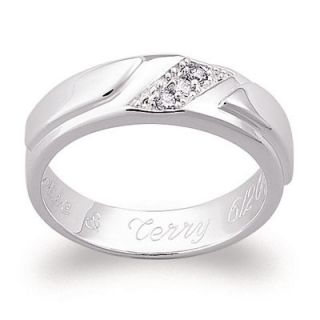 Sterling Silver CZ Engraved 6mm Wedding Band (25 characters)   Zales