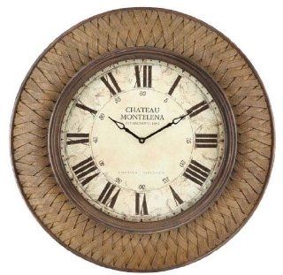 Wall Clock with Wicker Design in Rust Weave Finish  