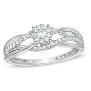 CT. T.W. Diamond Cluster Loose Braid Ring in 10K White Gold