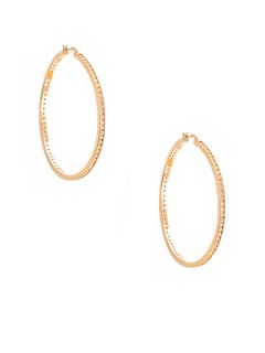 Large Pave Thin Hoop Earrings by CZ by Kenneth Jay Lane