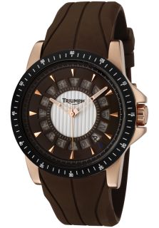 Triumph Motorcycles 3060 06  Watches,Mens White/Brown Dial Brown Silicon, Casual Triumph Motorcycles Quartz Watches