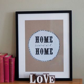 'home sweet home' limited edition screenprint by lovely cuppa
