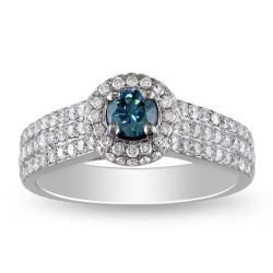Miadora 14k White Gold 1ct TDW Blue and White Diamond Ring (G H, I1) Miadora Diamond Rings