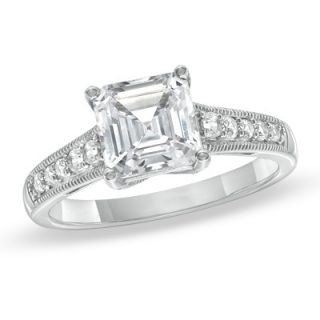 0mm Princess Cut Lab Created White Sapphire Ring in Sterling Silver