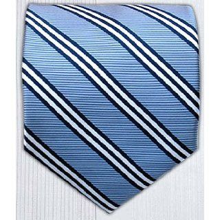 100% Silk Woven Light Blue Striped Tie at  Men�s Clothing store Neckties