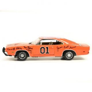 The Dukes of Hazzard Cast Autographed General Lee Diecast Car 118 Scale John Schneider, Tom Wopat, Catherine Bach, James Best, Sonny Shroyer, Rick Hurst, Don Pedro Colley, George Barris Entertainment Collectibles