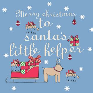 merry christmas 'santa's little helper' card by laura sherratt designs