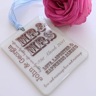 personalised 'mr and mrs' glass keepsake by soda and lime