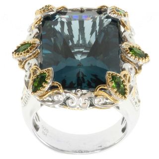 Michael Valitutti Two tone London Blue Topaz and Chrome Diopside Ring Michael Valitutti Gemstone Rings