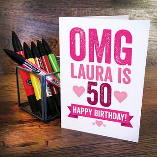 omg personalised 50th birthday card by a is for alphabet