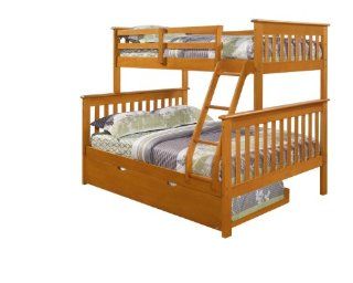Shop Twin over Full Mission Bunk Bed  Fixed Ladder  Honey with Trundle at the  Furniture Store
