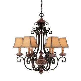 Capital Lighting 3966IU 465 Chandelier with Moonlit Mica Fabric Shades, Iron and Umber Finish    