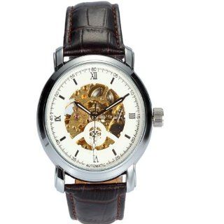 Orkina Automatic Watch Men Two sided Skeleton Leather Band Classic Carving Watches OKN75 Watches