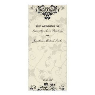Wedding Program   Elegant Black and White Floral Rack Cards