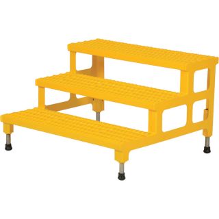 Vestil Adjustable Serrated Step-Mate Stand — 3 Steps, 36in.W x 36in.D, Model# ASP-36-3  Work Station Steps   Crossovers