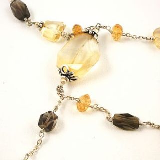 citrine and smokey quartz necklace by flora bee
