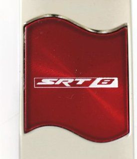 Dodge Charger Challenger Mangum SRT8 Rectangular Wave Red Key Fob Authentic Logo Key Chain Key Ring Keychain Lanyard Automotive