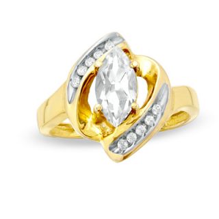 Marquise White Topaz and Diamond Accent Ring in 10K Gold   Zales