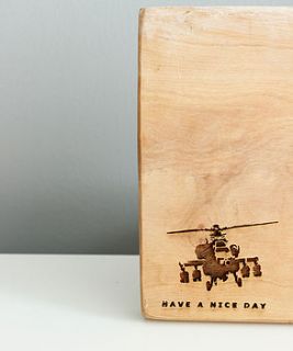 banksy 'have a nice day' chopping board by the rustic dish
