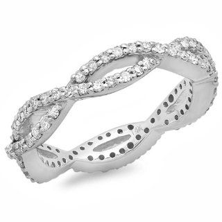 0.66 Carat (ctw) 14k White Gold Round Diamond Ladies Eternity Anniversary Wedding Band Ring Jewelry