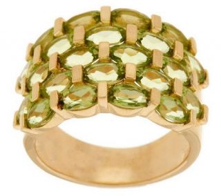 4.20 ct tw Peridot Oval Multi Row Sterling Band Ring —