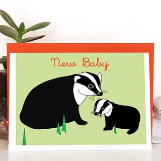 new baby badger and cub card by superfumi