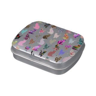 Girly Whimsical Cats aztec floral stripes pattern Candy Tin