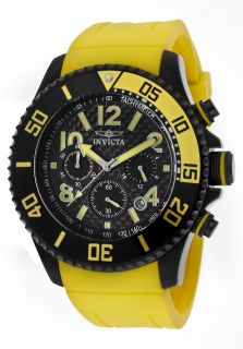 Invicta 13732  Watches,Mens Pro Diver Chronograph Black Dial Yellow Polyurethane, Chronograph Invicta Quartz Watches