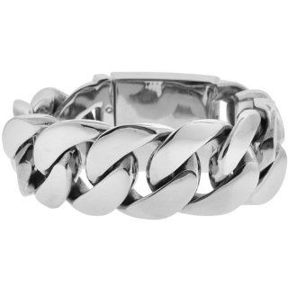 Inox Jewelry Men's Large Polished 316L Stainless Steel Link Bracelet Jewelry