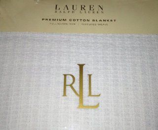 Ralph Lauren Estate Woven Blanket Queen/White   Bed Blankets