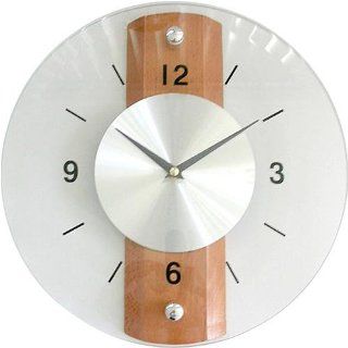 Timekeeper Lacquered Oak, Glass & Chrome Wall Clock  