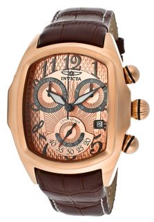 Invicta 13005  Watches,Mens Lupah Chronograph Rose Gold Tone Dial Brown Genuine leather, Chronograph Invicta Quartz Watches