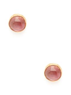 Pink Quartz Round Stud Earrings by Wendy Mink