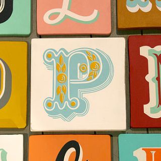 discounted* letter p screen printed wooden block by made by sophie