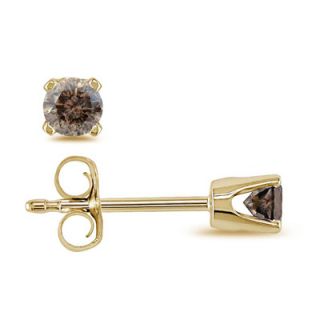 CT. T.W. Enhanced Champagne Diamond Stud Earrings in 10K Gold