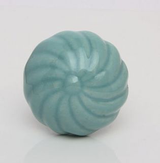 turquoise blue round ceramic twist knob by trinca ferro