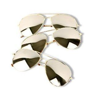 3 Pack of Aviator Sunglasses Gold Frame Mirror Lens with Pouches Shoes