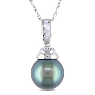 Miadora 14k Gold Pearl and 1/10ct TDW Diamond Necklace (G H, I1 I2) Miadora Pearl Necklaces