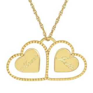 Personalized Couples Double Heart Pendant in 10K Gold (2 Names
