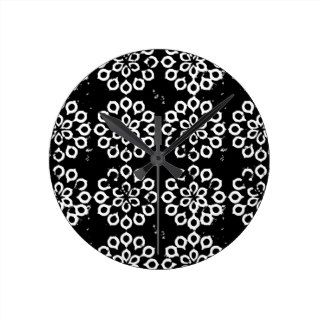 Black and White Leaf Flower Petal Pattern Clocks